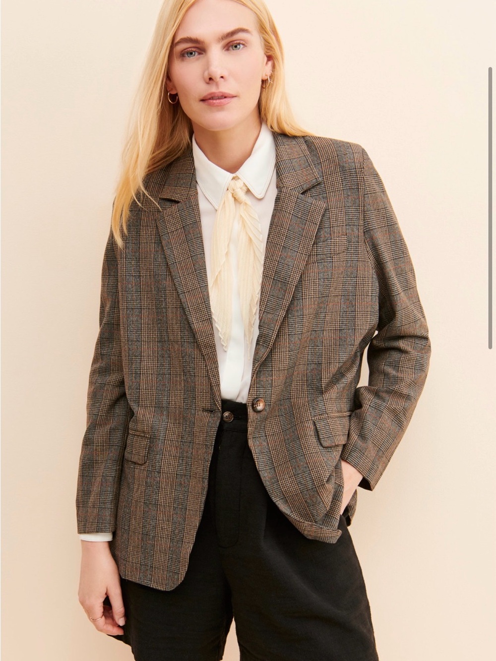 Classic Blazer in Chocolate Brown/Black Check